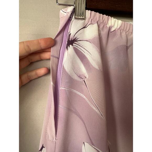 Y2K 90s Vintage Light Purple Floral Midi Skirt Size Small Medium Fashion Bug - Picture 3 of 4